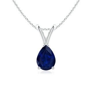 7x5mm AA V-Bale Pear-Shaped Blue Sapphire Solitaire Pendant in S999 Silver