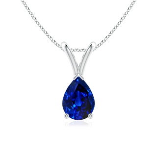 7x5mm AAAA V-Bale Pear-Shaped Blue Sapphire Solitaire Pendant in P950 Platinum