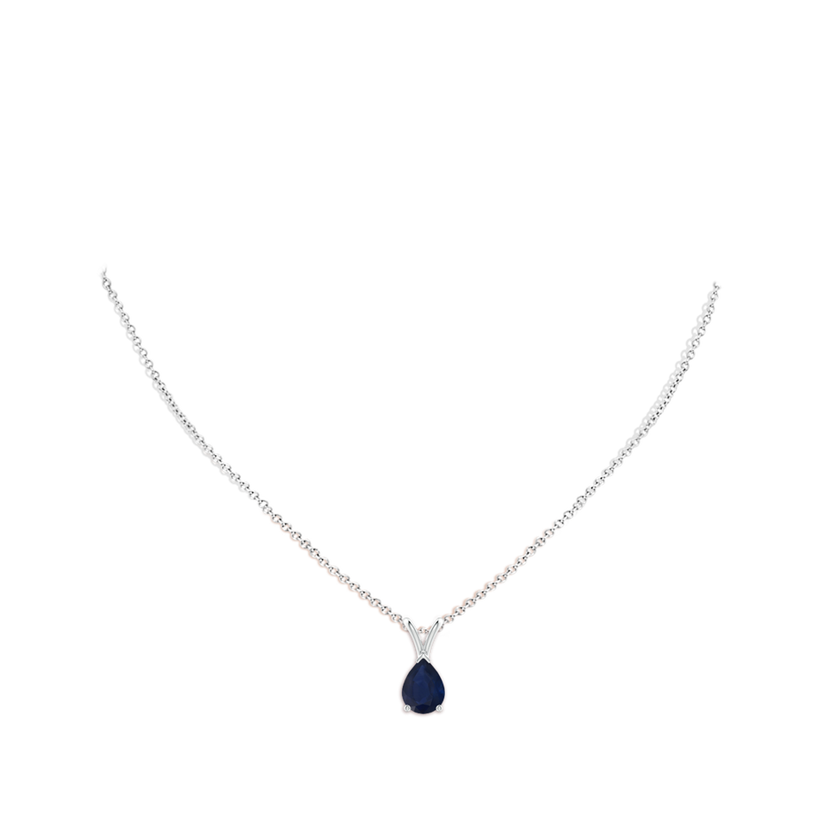 8x6mm A V-Bale Pear-Shaped Blue Sapphire Solitaire Pendant in P950 Platinum pen