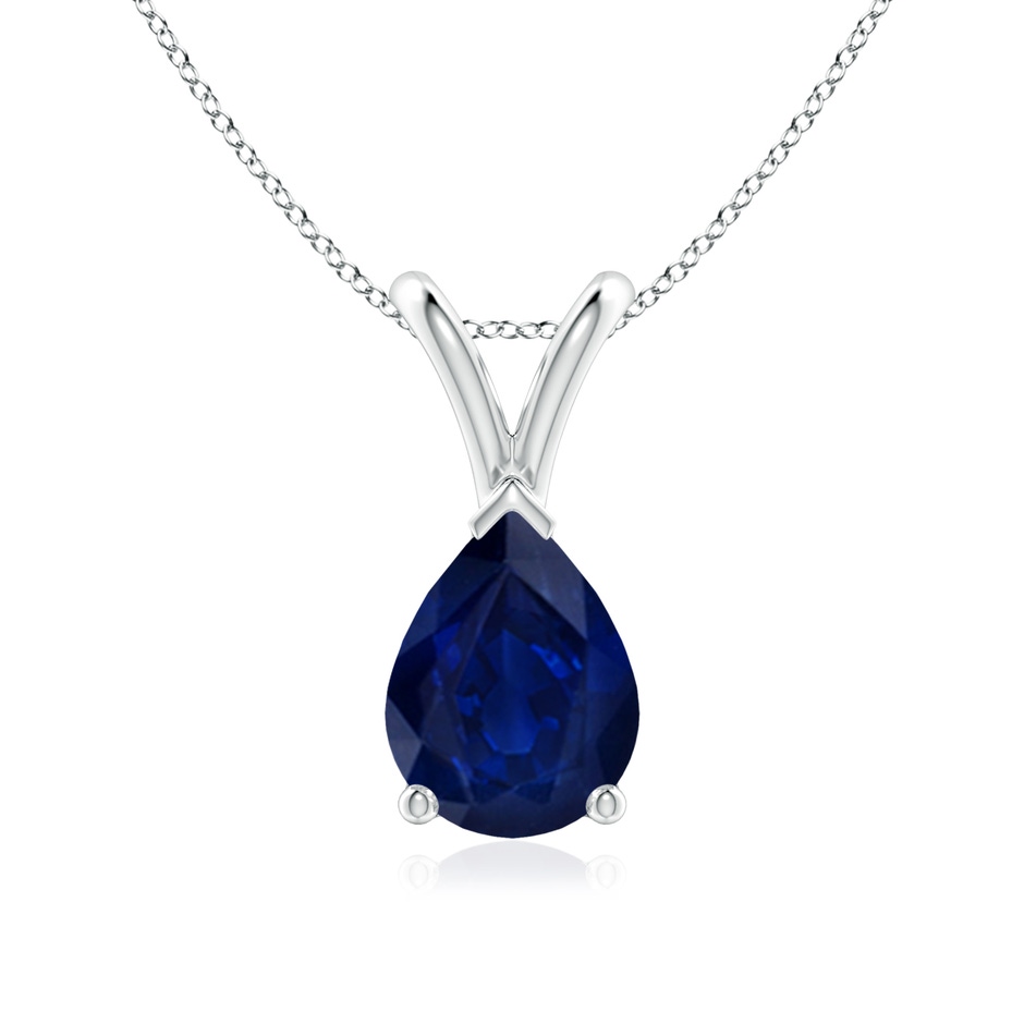 8x6mm AA V-Bale Pear-Shaped Blue Sapphire Solitaire Pendant in P950 Platinum 