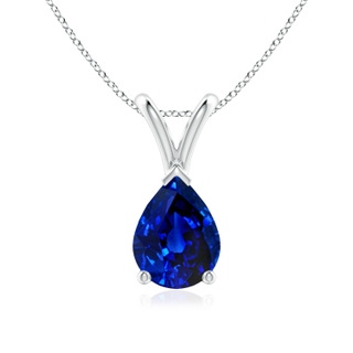 8x6mm AAAA V-Bale Pear-Shaped Blue Sapphire Solitaire Pendant in P950 Platinum
