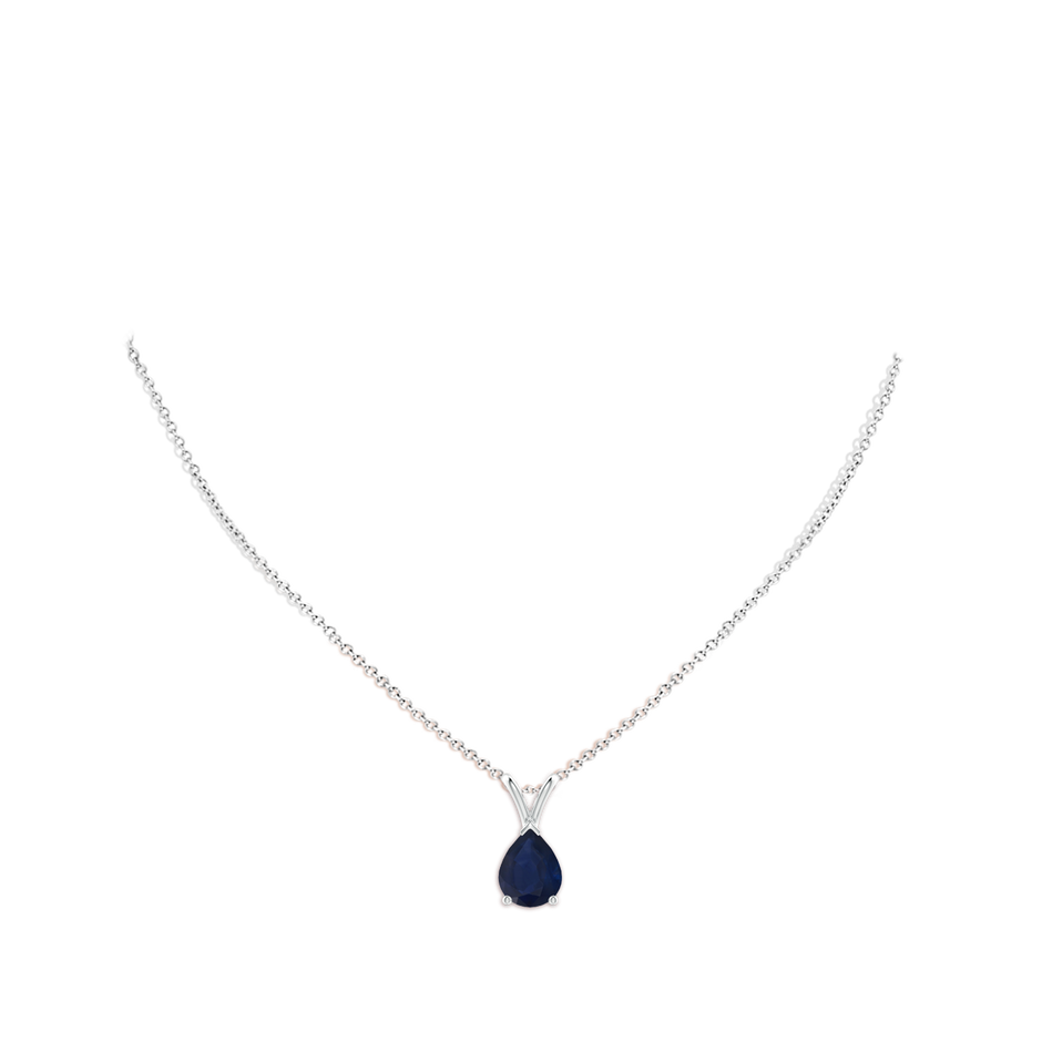 9x7mm A V-Bale Pear-Shaped Blue Sapphire Solitaire Pendant in P950 Platinum pen