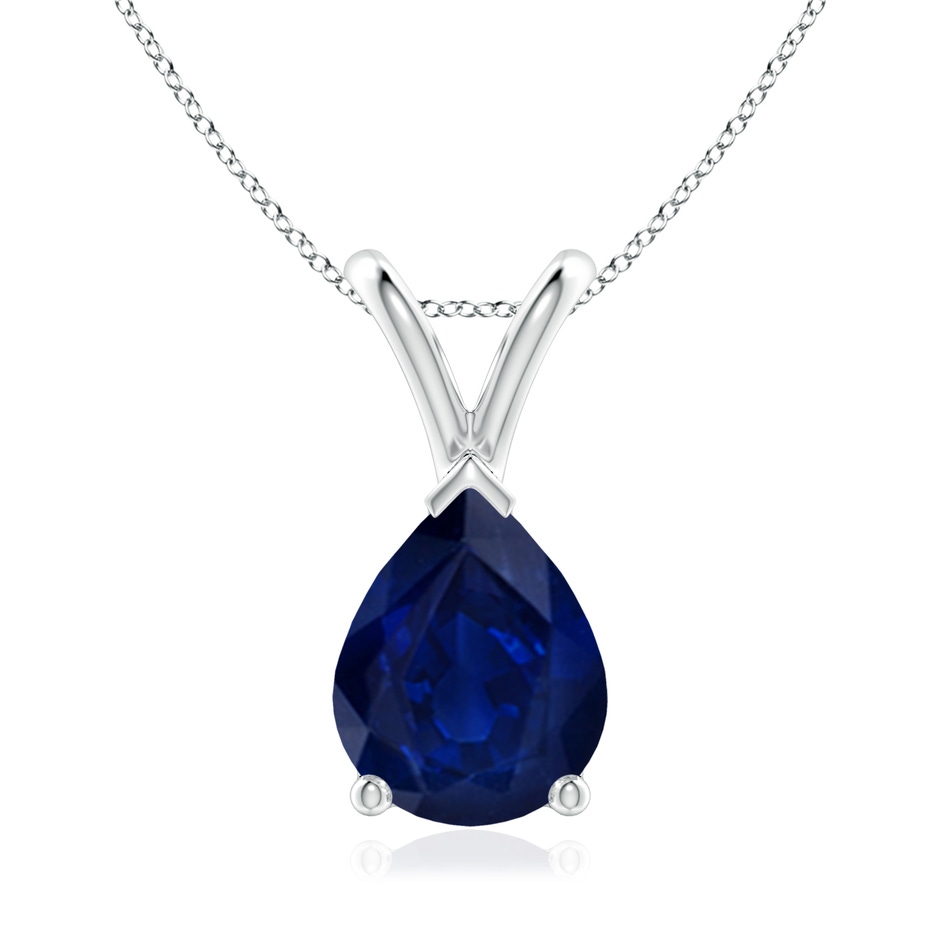 9x7mm AA V-Bale Pear-Shaped Blue Sapphire Solitaire Pendant in P950 Platinum 