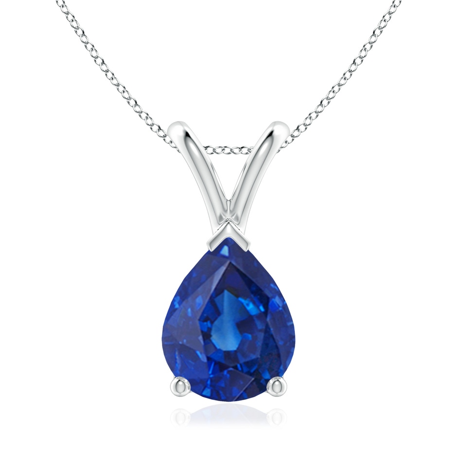 9x7mm AAA V-Bale Pear-Shaped Blue Sapphire Solitaire Pendant in P950 Platinum 