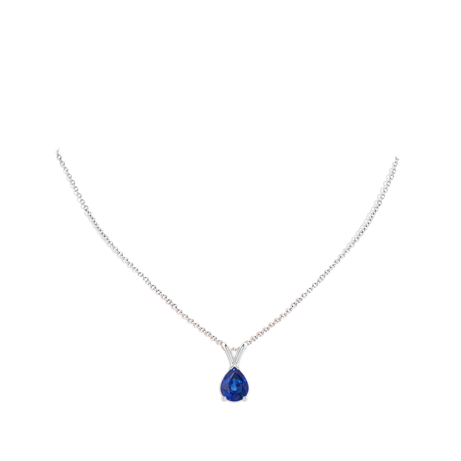 9x7mm AAA V-Bale Pear-Shaped Blue Sapphire Solitaire Pendant in P950 Platinum pen