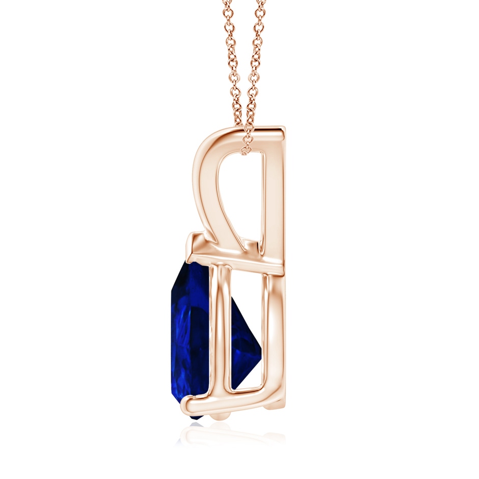 9x7mm AAAA V-Bale Pear-Shaped Blue Sapphire Solitaire Pendant in Rose Gold side 199