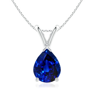9x7mm AAAA V-Bale Pear-Shaped Blue Sapphire Solitaire Pendant in S999 Silver