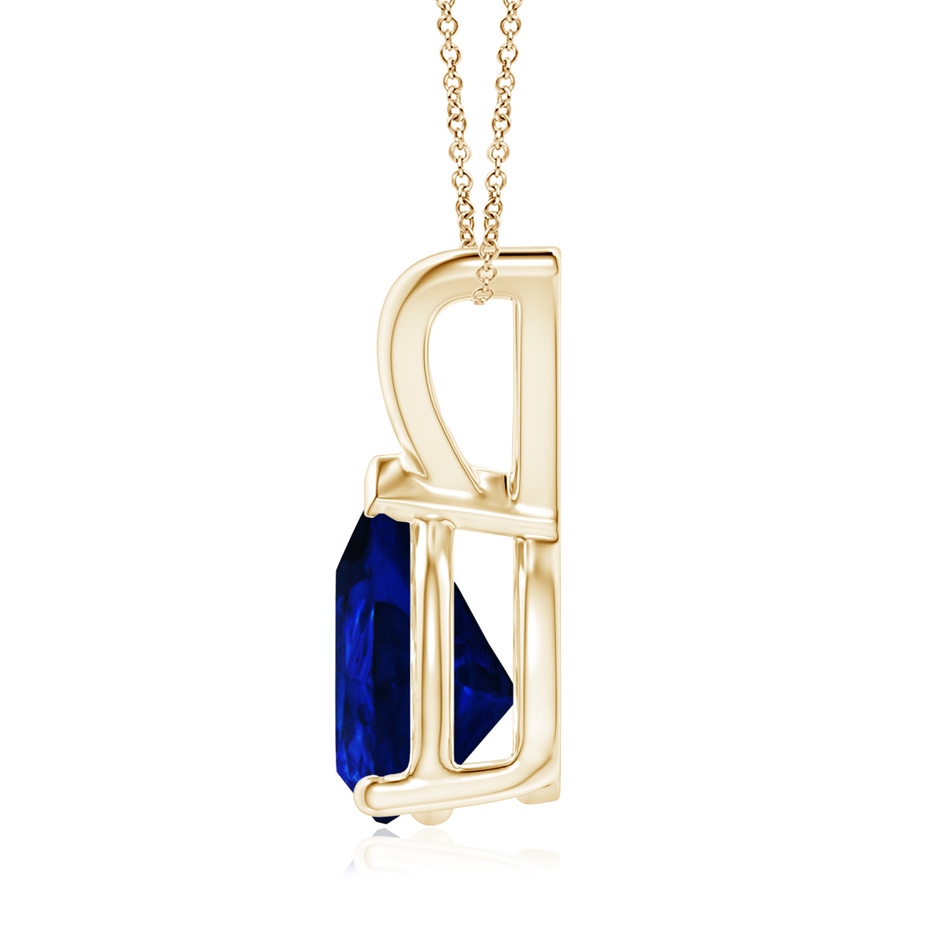 9x7mm AAAA V-Bale Pear-Shaped Blue Sapphire Solitaire Pendant in Yellow Gold side 199