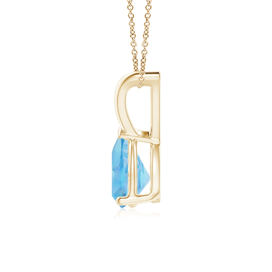 7x5mm A V-Bale Pear-Shaped Swiss Blue Topaz Solitaire Pendant in 9K Yellow Gold side 199