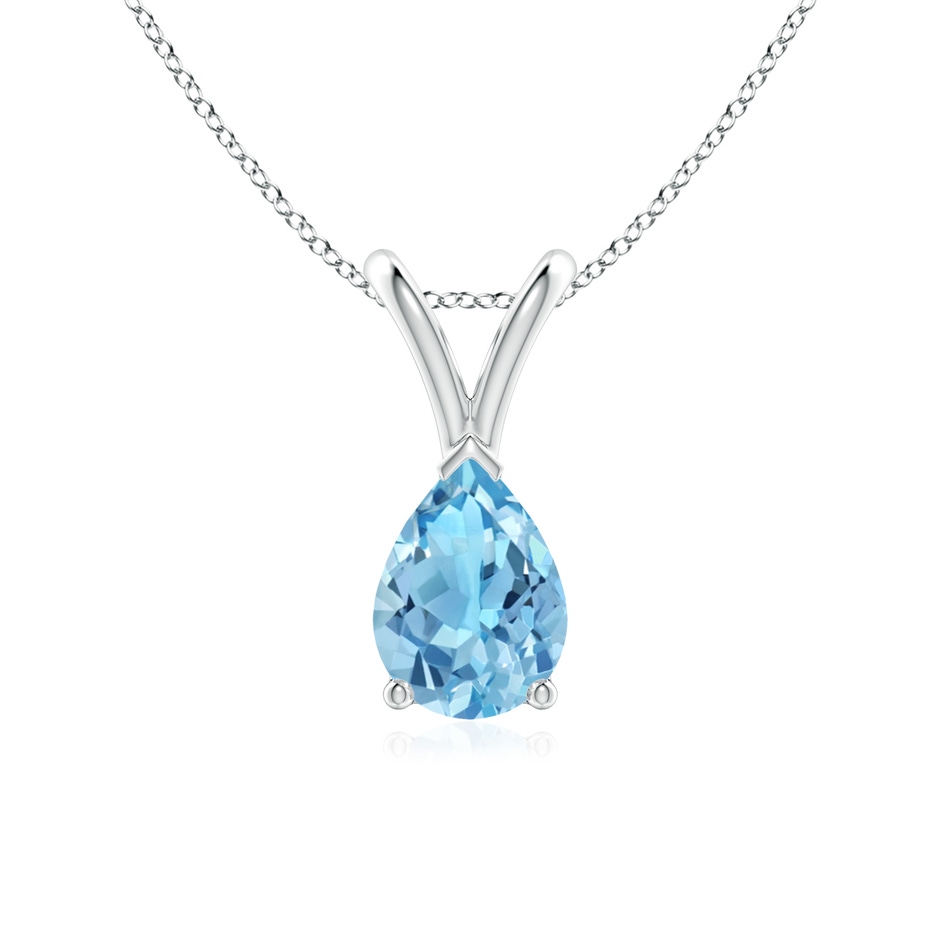 7x5mm A V-Bale Pear-Shaped Swiss Blue Topaz Solitaire Pendant in S999 Silver 
