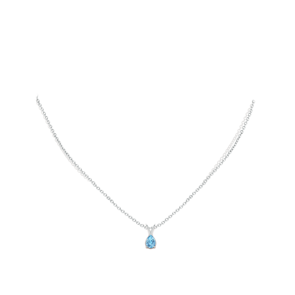 7x5mm A V-Bale Pear-Shaped Swiss Blue Topaz Solitaire Pendant in S999 Silver pen