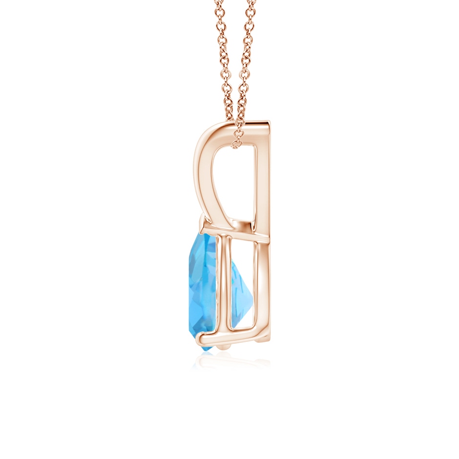 7x5mm AA V-Bale Pear-Shaped Swiss Blue Topaz Solitaire Pendant in Rose Gold side 199