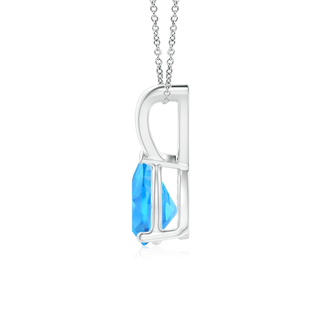 7x5mm AAAA V-Bale Pear-Shaped Swiss Blue Topaz Solitaire Pendant in White Gold - side 199