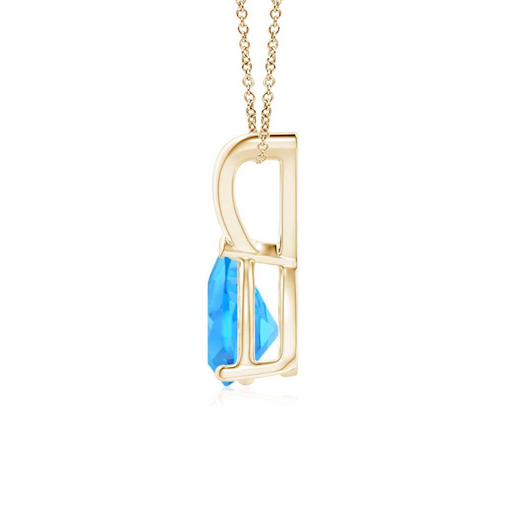 7x5mm AAAA V-Bale Pear-Shaped Swiss Blue Topaz Solitaire Pendant in Yellow Gold - side 199