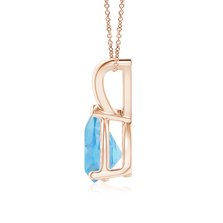 8x6mm A V-Bale Pear-Shaped Swiss Blue Topaz Solitaire Pendant in 18K Rose Gold side 199