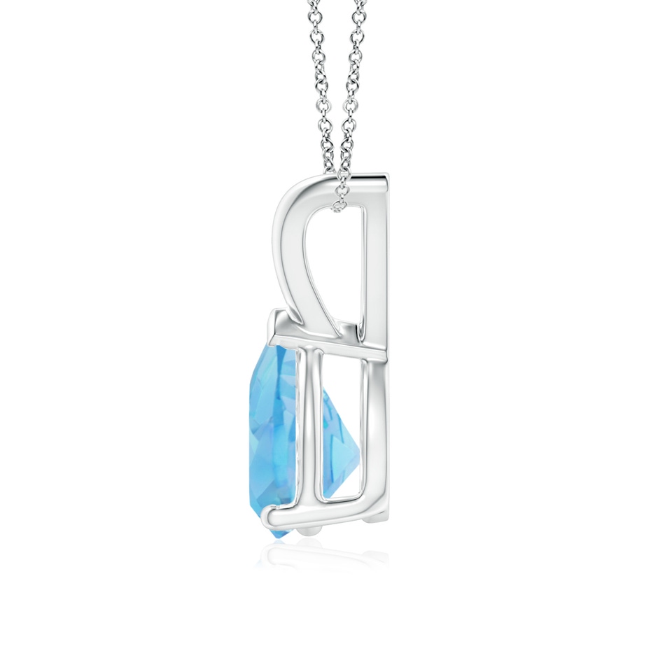 8x6mm A V-Bale Pear-Shaped Swiss Blue Topaz Solitaire Pendant in 18K White Gold side 199