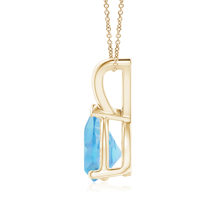 8x6mm A V-Bale Pear-Shaped Swiss Blue Topaz Solitaire Pendant in Yellow Gold side 199