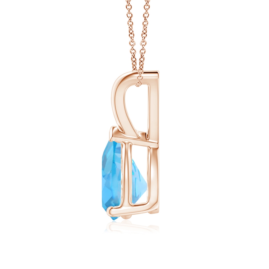 8x6mm AA V-Bale Pear-Shaped Swiss Blue Topaz Solitaire Pendant in 18K Rose Gold side 199