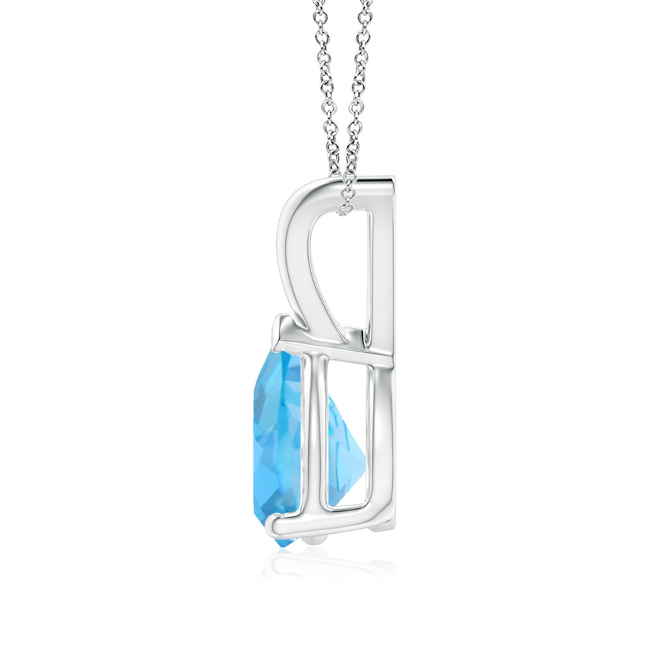 8x6mm AA V-Bale Pear-Shaped Swiss Blue Topaz Solitaire Pendant in 18K White Gold side 199
