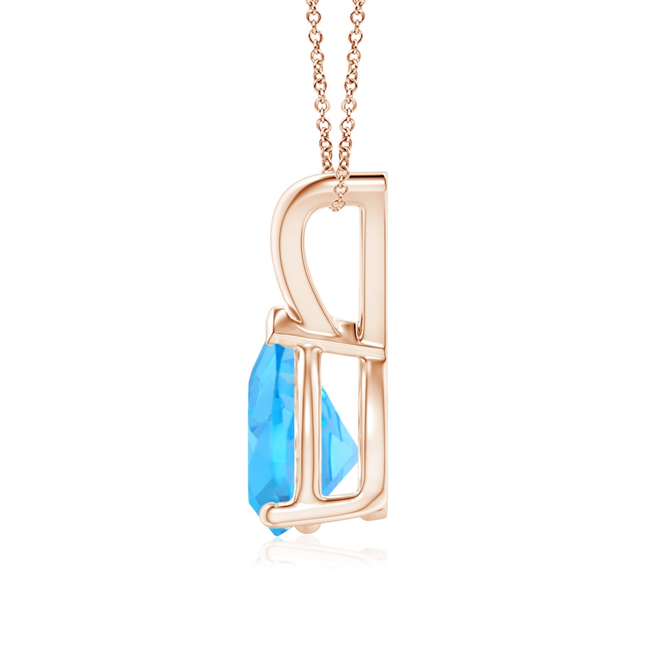 8x6mm AAA V-Bale Pear-Shaped Swiss Blue Topaz Solitaire Pendant in Rose Gold side 199