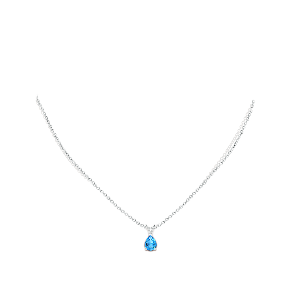 8x6mm AAAA V-Bale Pear-Shaped Swiss Blue Topaz Solitaire Pendant in S999 Silver pen