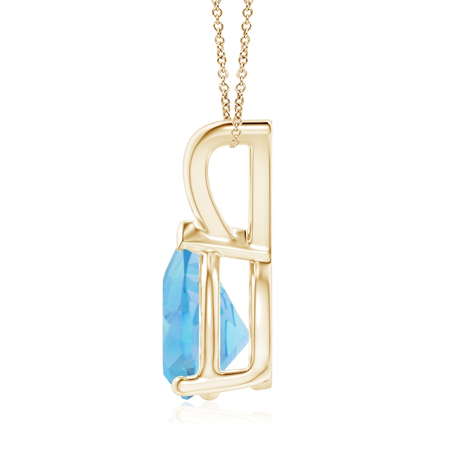 9x7mm A V-Bale Pear-Shaped Swiss Blue Topaz Solitaire Pendant in Yellow Gold side 199