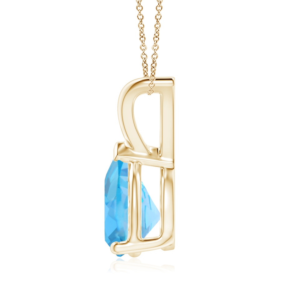9x7mm AA V-Bale Pear-Shaped Swiss Blue Topaz Solitaire Pendant in 18K Yellow Gold side 199