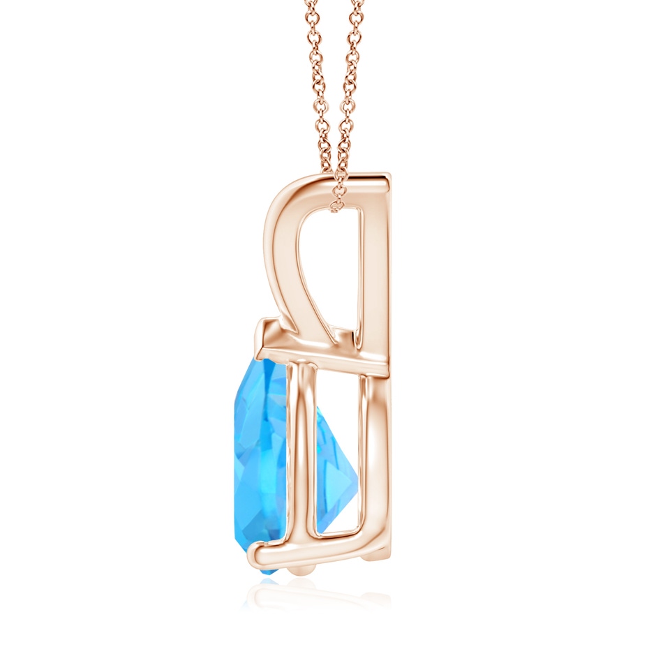 9x7mm AAA V-Bale Pear-Shaped Swiss Blue Topaz Solitaire Pendant in 18K Rose Gold side 199