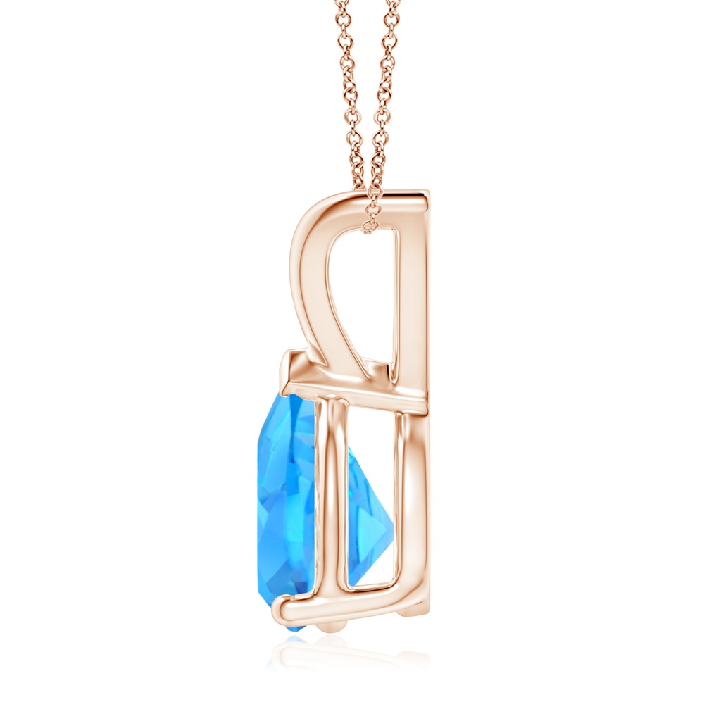 9x7mm AAAA V-Bale Pear-Shaped Swiss Blue Topaz Solitaire Pendant in Rose Gold - side 199