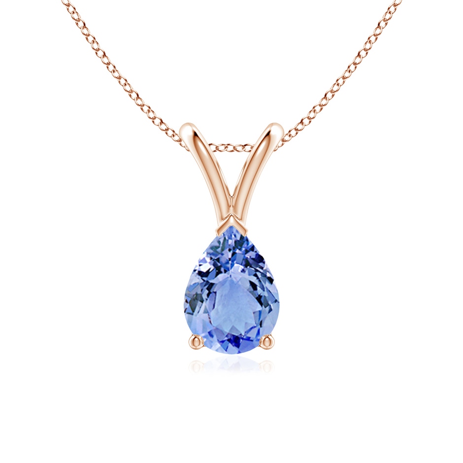 7x5mm A V-Bale Pear-Shaped Tanzanite Solitaire Pendant in Rose Gold 