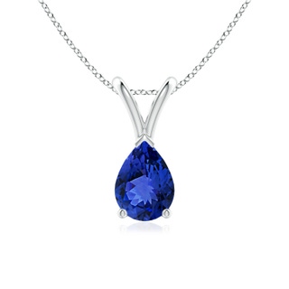7x5mm AAA V-Bale Pear-Shaped Tanzanite Solitaire Pendant in White Gold