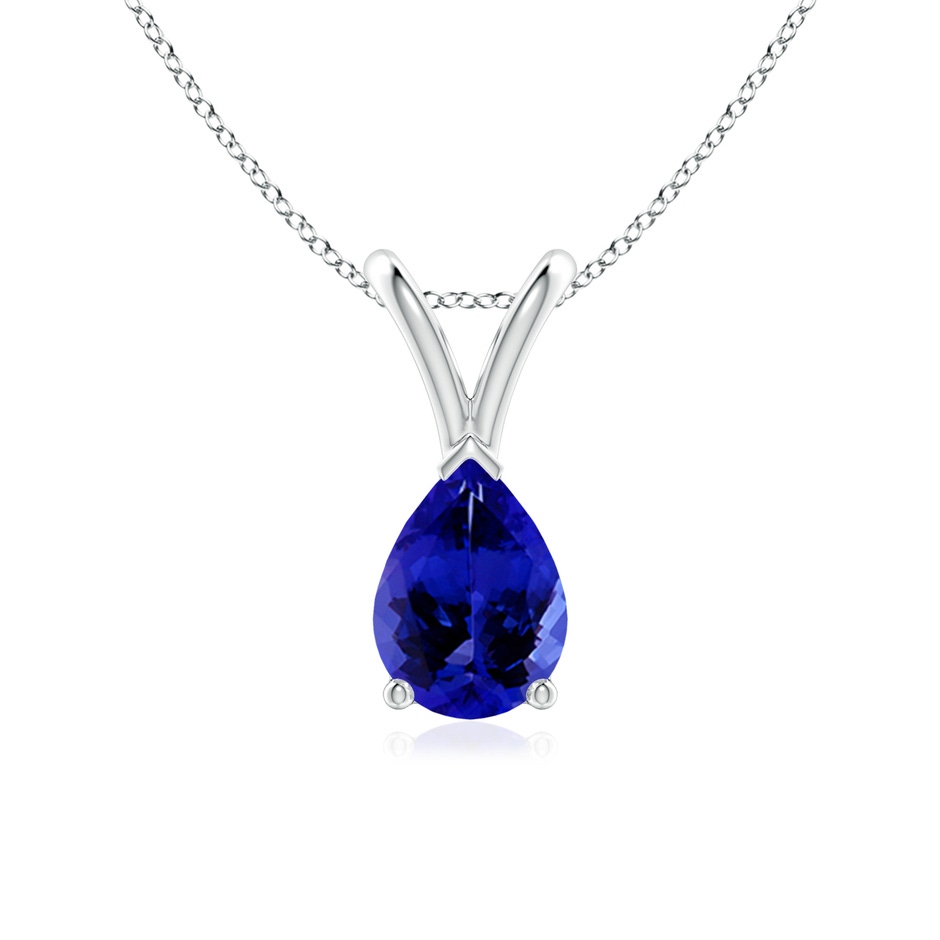 7x5mm AAAA V-Bale Pear-Shaped Tanzanite Solitaire Pendant in 18K White Gold 