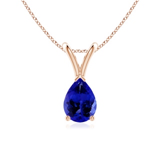 7x5mm AAAA V-Bale Pear-Shaped Tanzanite Solitaire Pendant in 9K Rose Gold