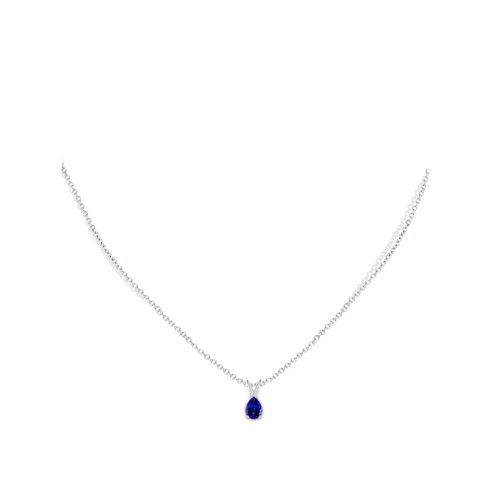7x5mm AAAA V-Bale Pear-Shaped Tanzanite Solitaire Pendant in P950 Platinum Body-Neck