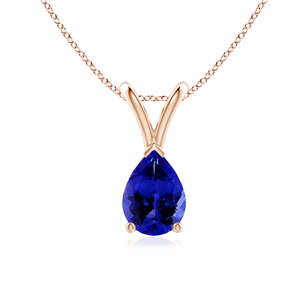 7x5mm AAAA V-Bale Pear-Shaped Tanzanite Solitaire Pendant in Rose Gold
