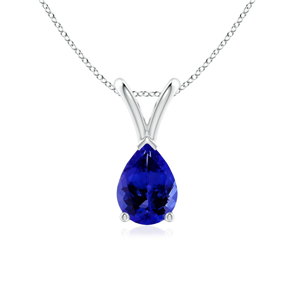 7x5mm AAAA V-Bale Pear-Shaped Tanzanite Solitaire Pendant in S999 Silver