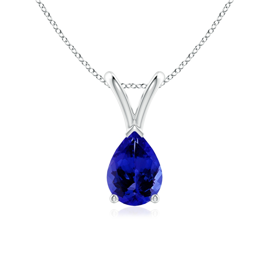 7x5mm AAAA V-Bale Pear-Shaped Tanzanite Solitaire Pendant in White Gold 