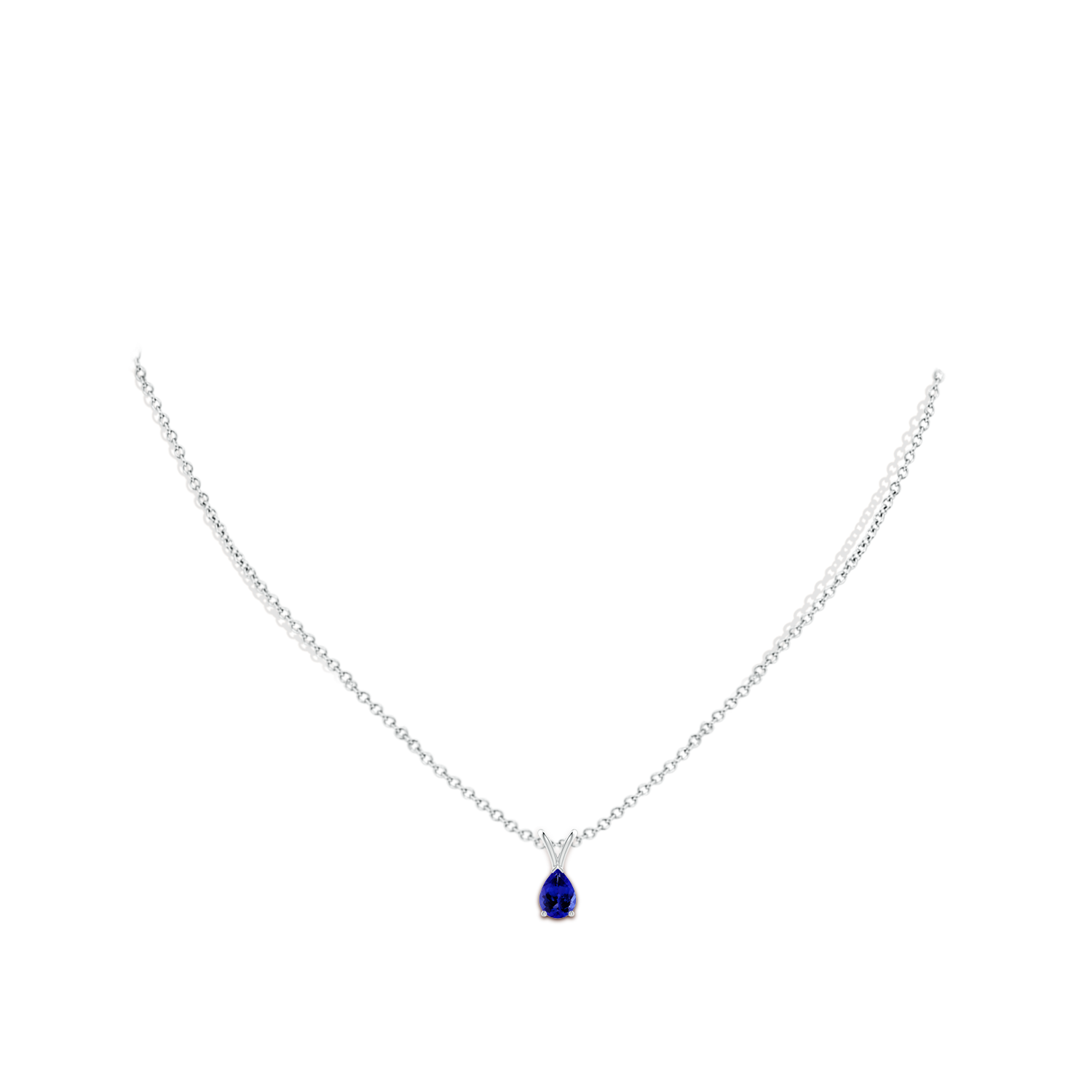 7x5mm AAAA V-Bale Pear-Shaped Tanzanite Solitaire Pendant in White Gold - body_neck