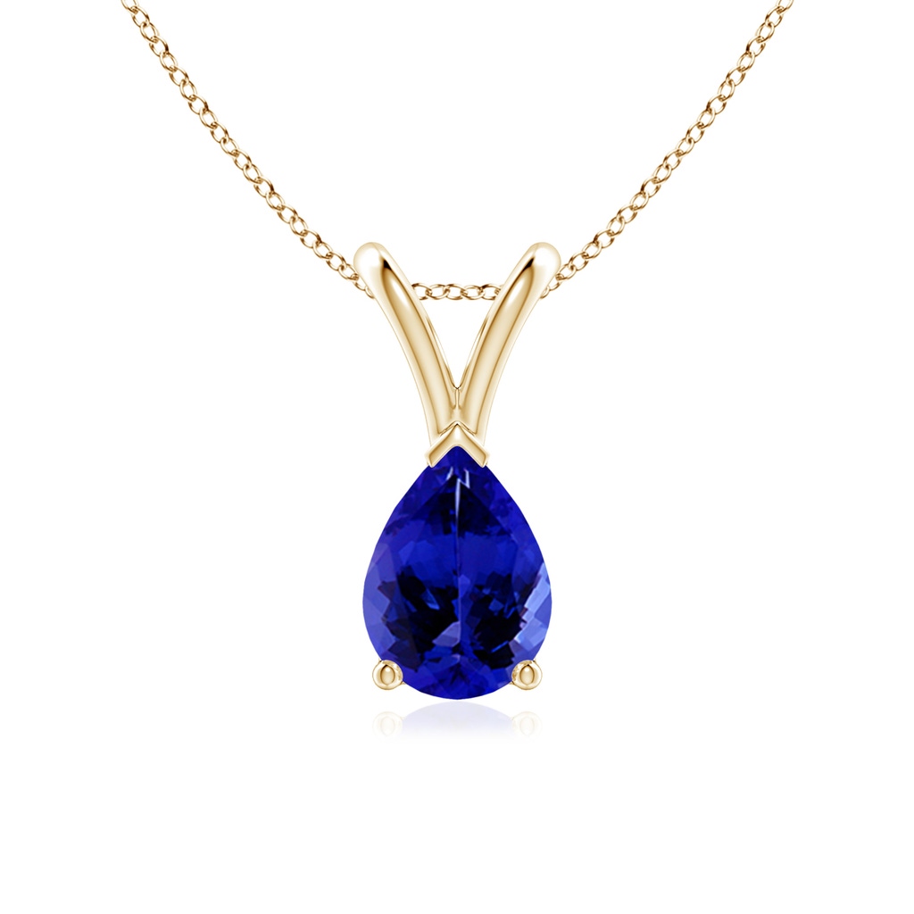 7x5mm AAAA V-Bale Pear-Shaped Tanzanite Solitaire Pendant in Yellow Gold