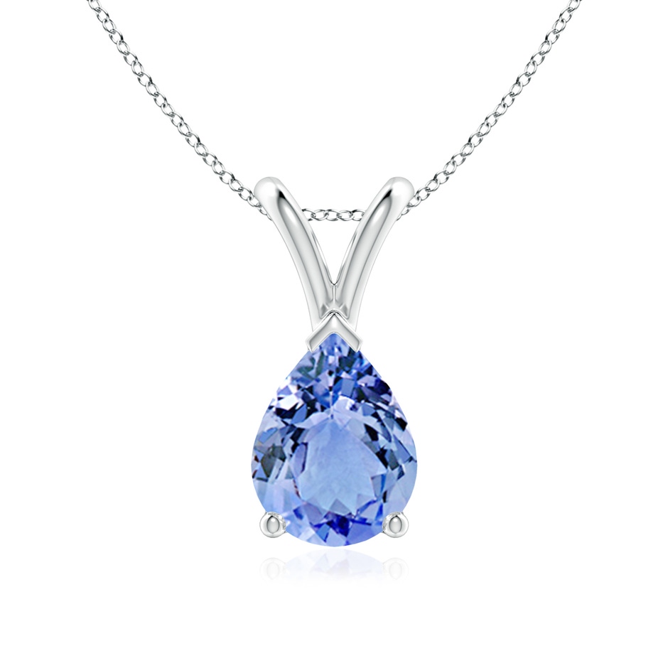 8x6mm A V-Bale Pear-Shaped Tanzanite Solitaire Pendant in White Gold 
