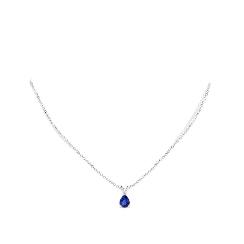 8x6mm AAA V-Bale Pear-Shaped Tanzanite Solitaire Pendant in White Gold pen