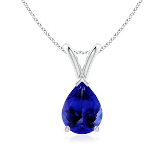 8x6mm AAAA V-Bale Pear-Shaped Tanzanite Solitaire Pendant in P950 Platinum