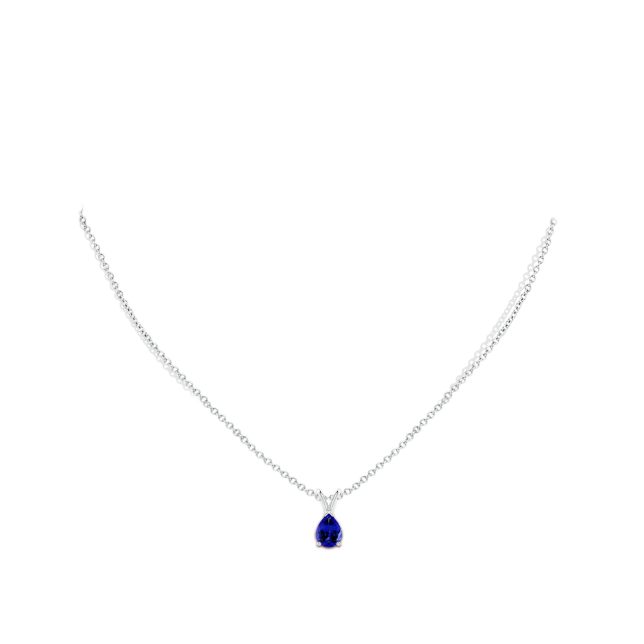 8x6mm AAAA V-Bale Pear-Shaped Tanzanite Solitaire Pendant in S999 Silver pen