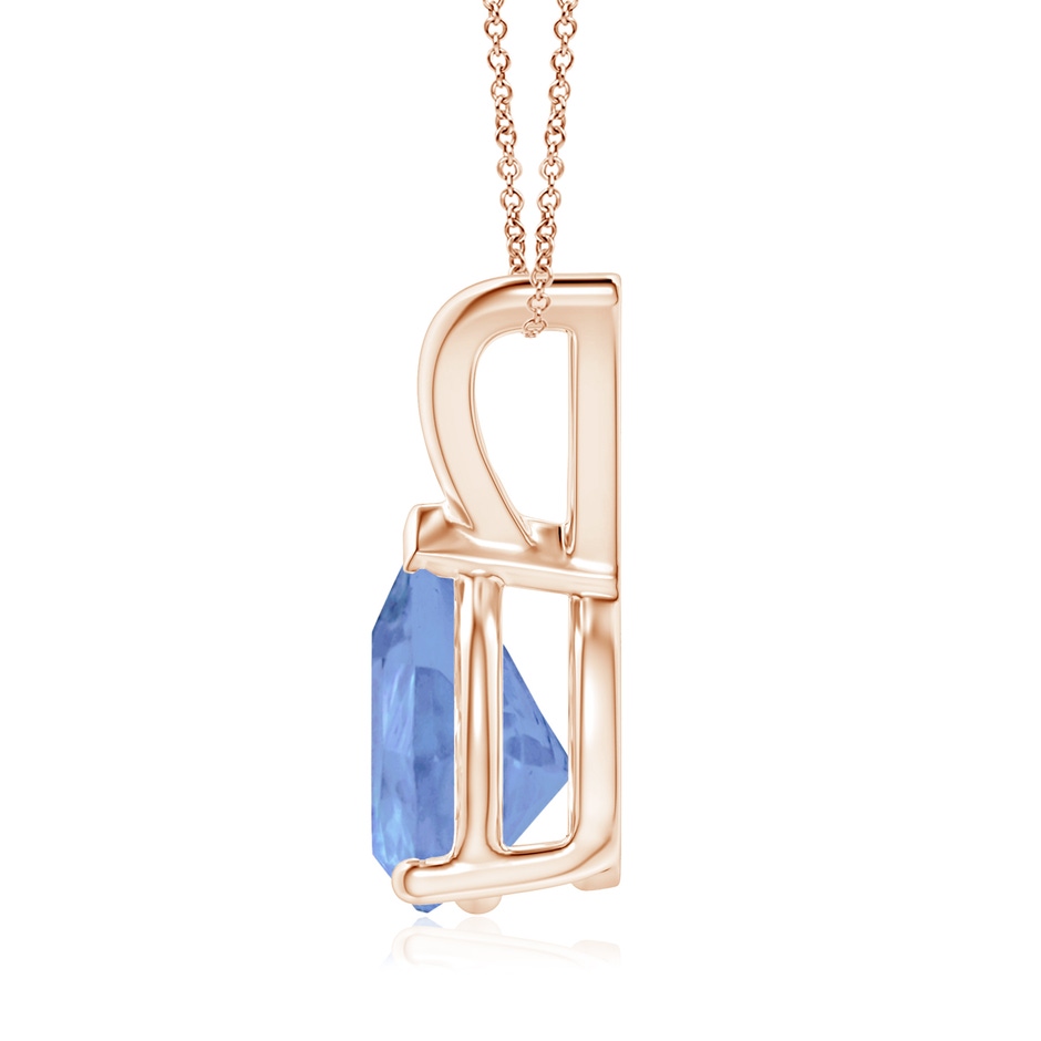 9x7mm A V-Bale Pear-Shaped Tanzanite Solitaire Pendant in 18K Rose Gold side 199