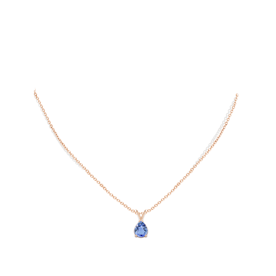 9x7mm A V-Bale Pear-Shaped Tanzanite Solitaire Pendant in Rose Gold pen