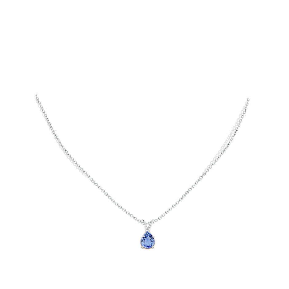 9x7mm A V-Bale Pear-Shaped Tanzanite Solitaire Pendant in S999 Silver pen