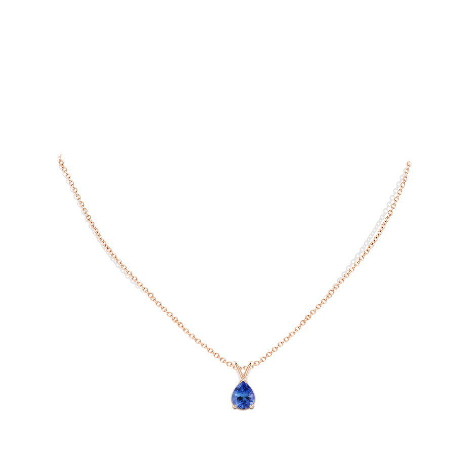 9x7mm AA V-Bale Pear-Shaped Tanzanite Solitaire Pendant in Rose Gold pen