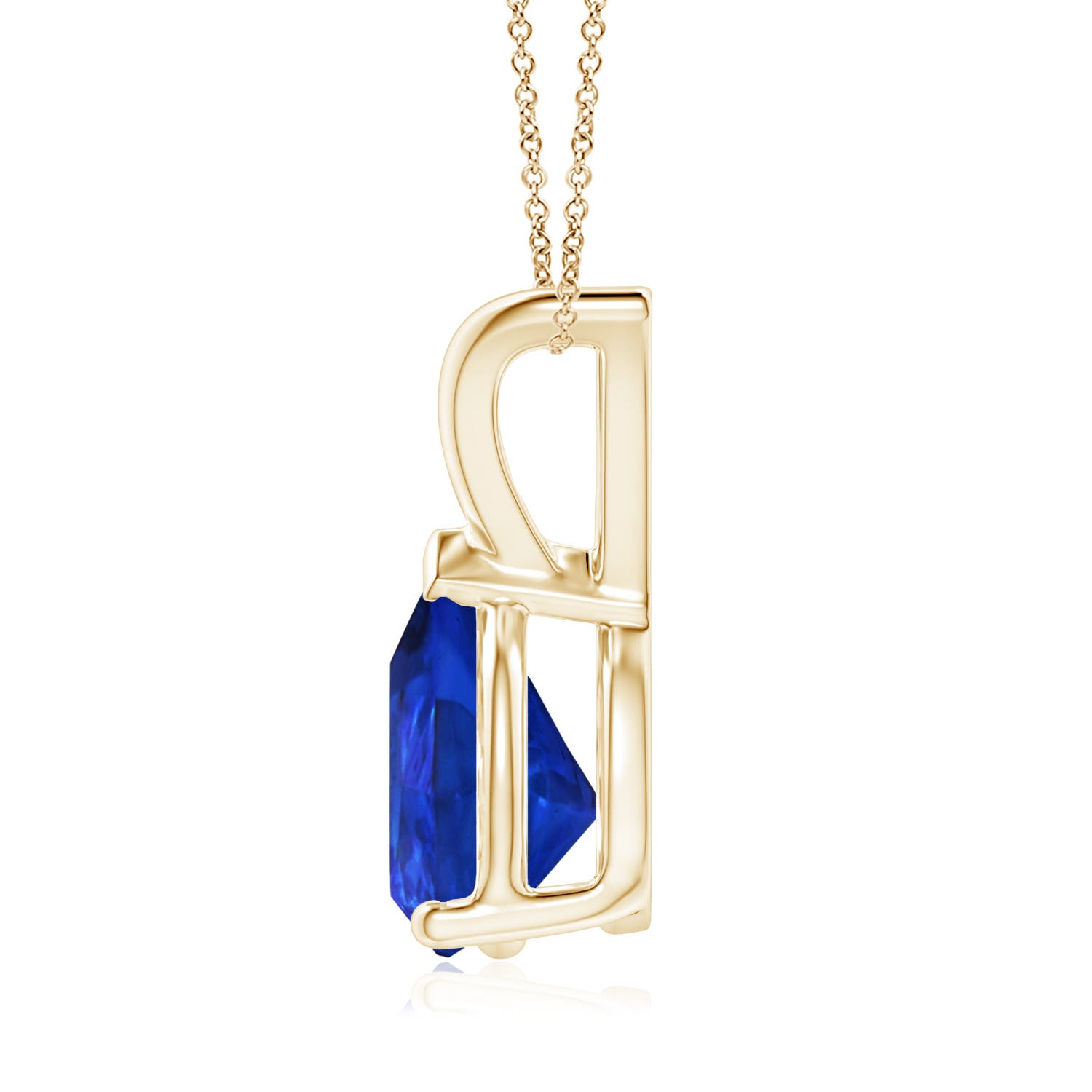 9x7mm AAA V-Bale Pear-Shaped Tanzanite Solitaire Pendant in 18K Yellow Gold