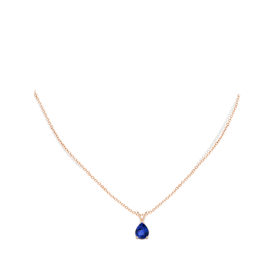 9x7mm AAA V-Bale Pear-Shaped Tanzanite Solitaire Pendant in Rose Gold pen