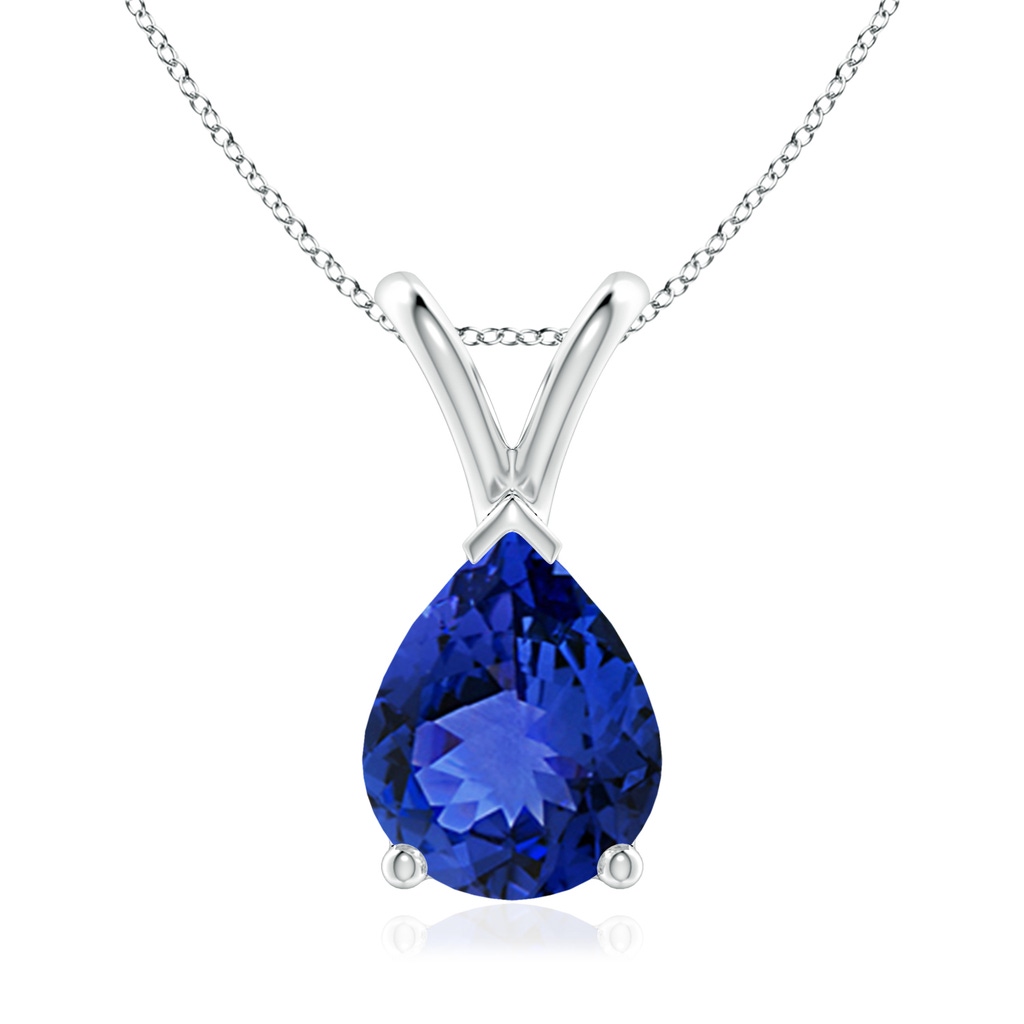 9x7mm AAA V-Bale Pear-Shaped Tanzanite Solitaire Pendant in White Gold